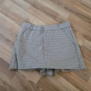 Zara Gingham Print Skort With Pockets Womens Size Medium M